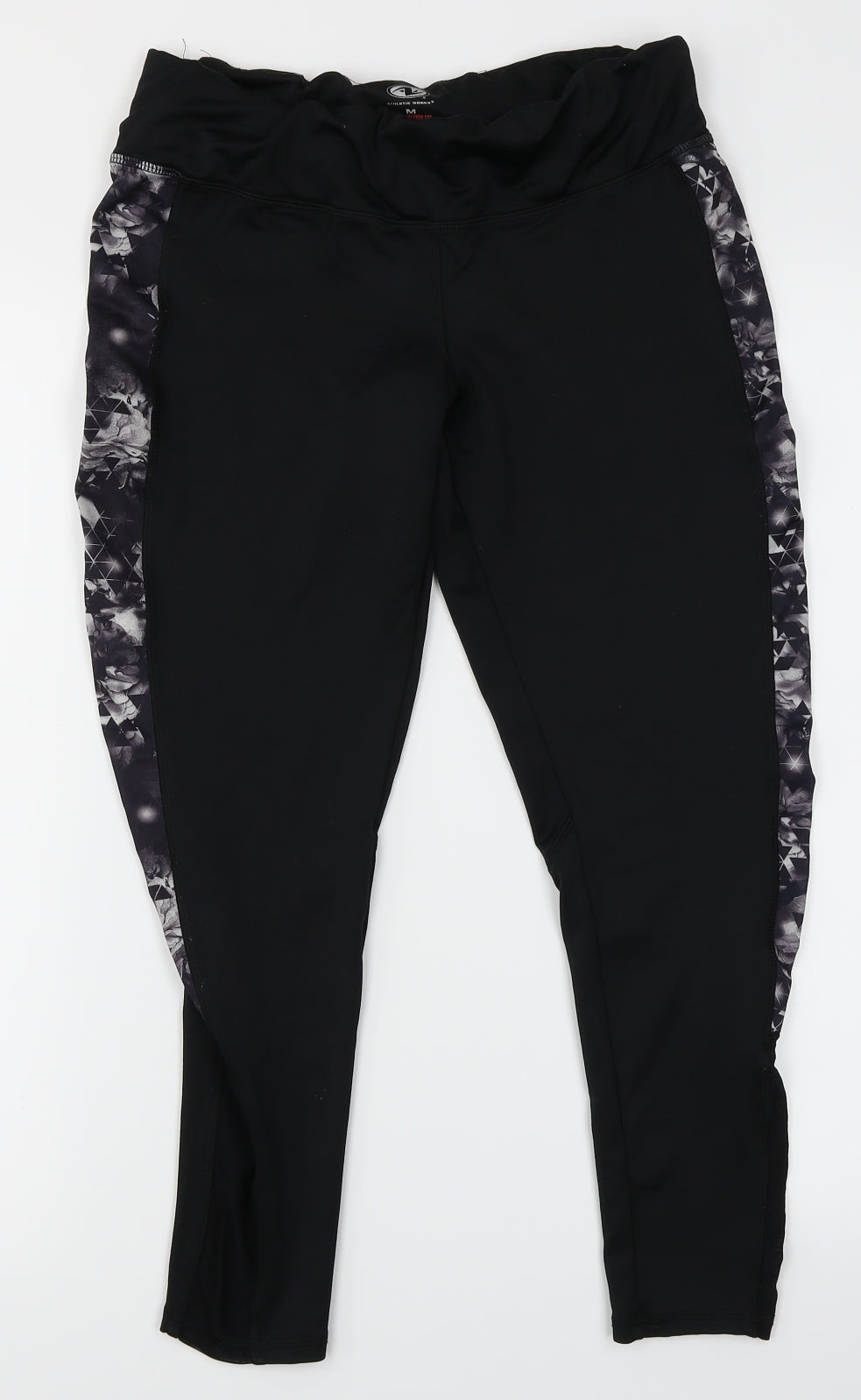 Athletic Works Womens Black Geometric  Capri Leggings Size M L23 in