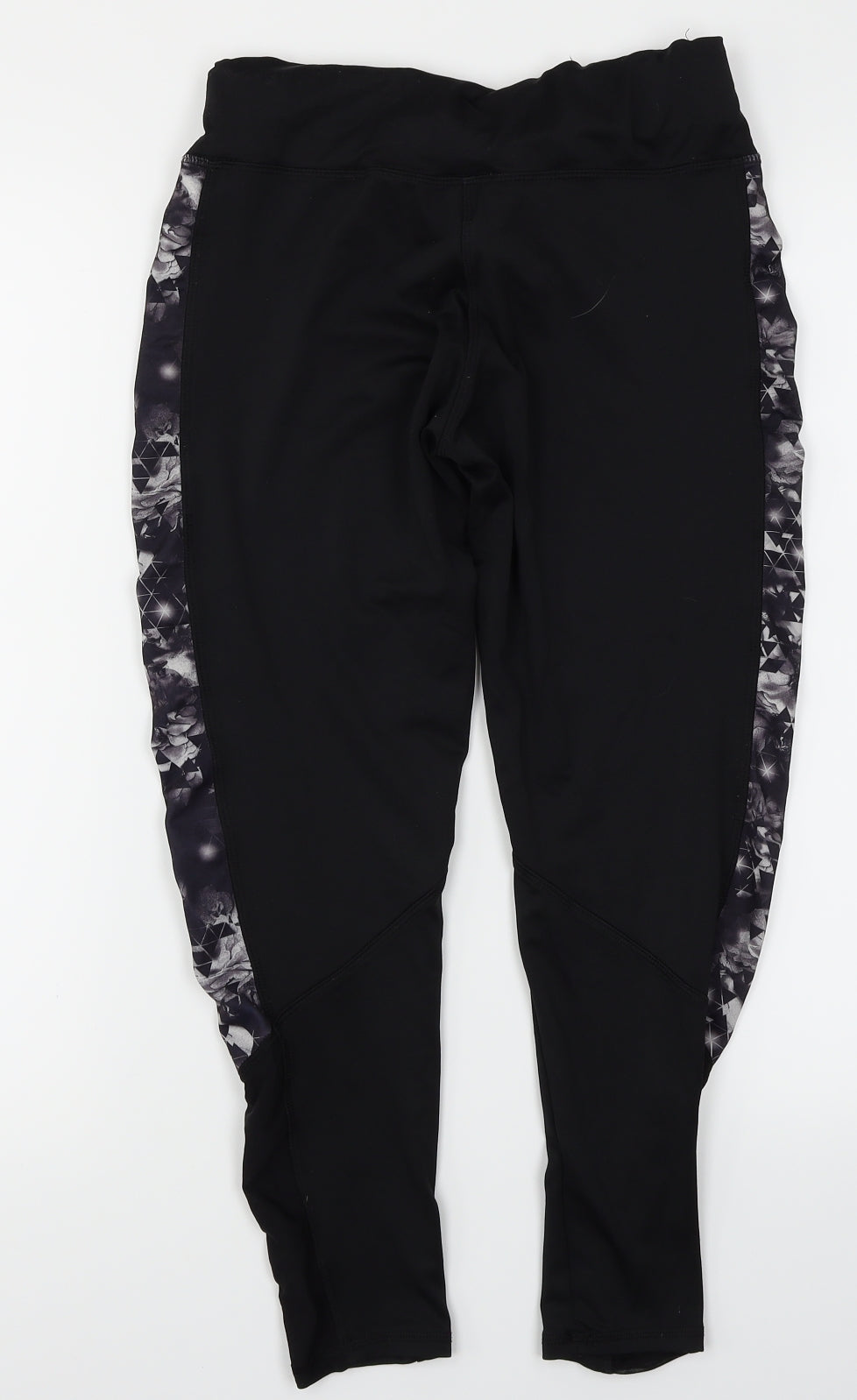 Athletic Works Womens Black Geometric  Capri Leggings Size M L23 in