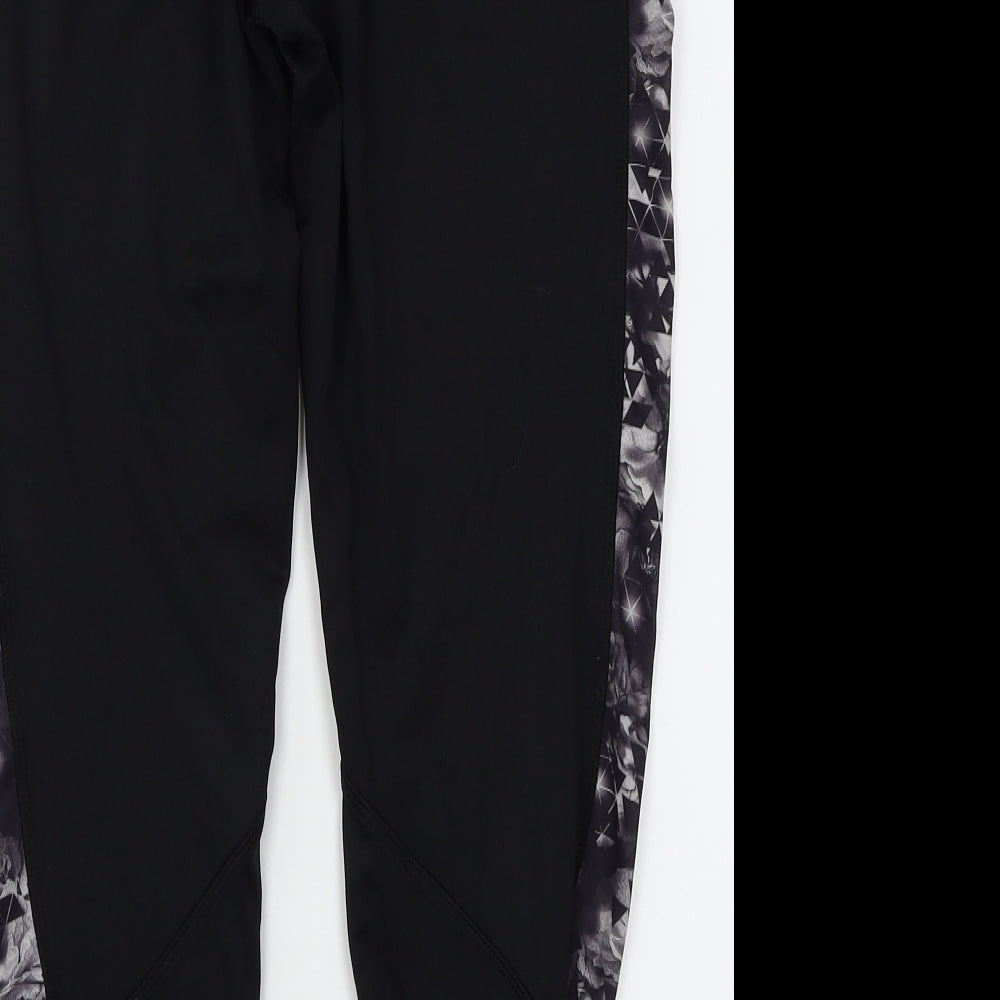 Athletic Works Womens Black Geometric  Capri Leggings Size M L23 in
