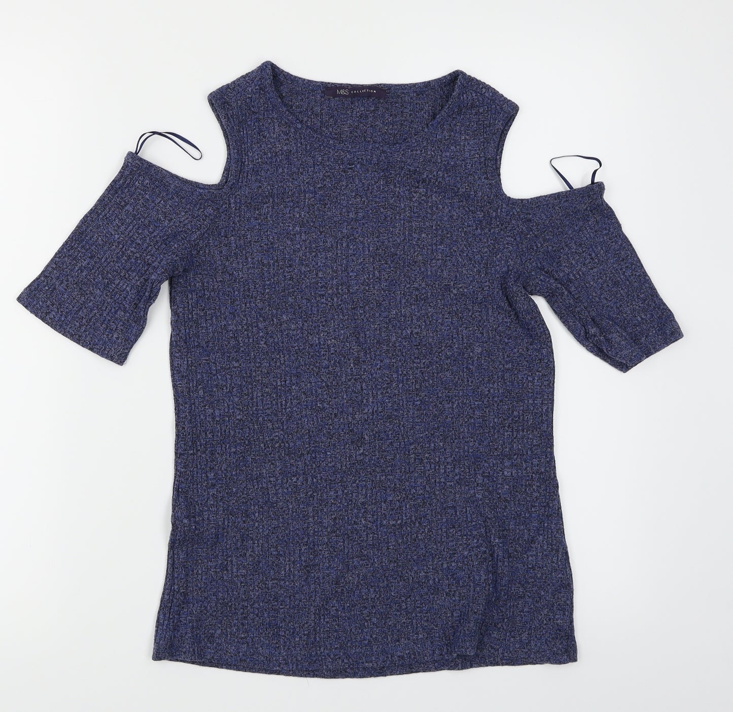 M&S Womens Blue   Pullover Jumper Size 10  - Cold Shoulder