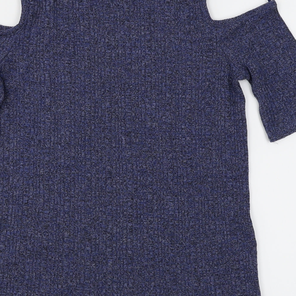 M&S Womens Blue   Pullover Jumper Size 10  - Cold Shoulder
