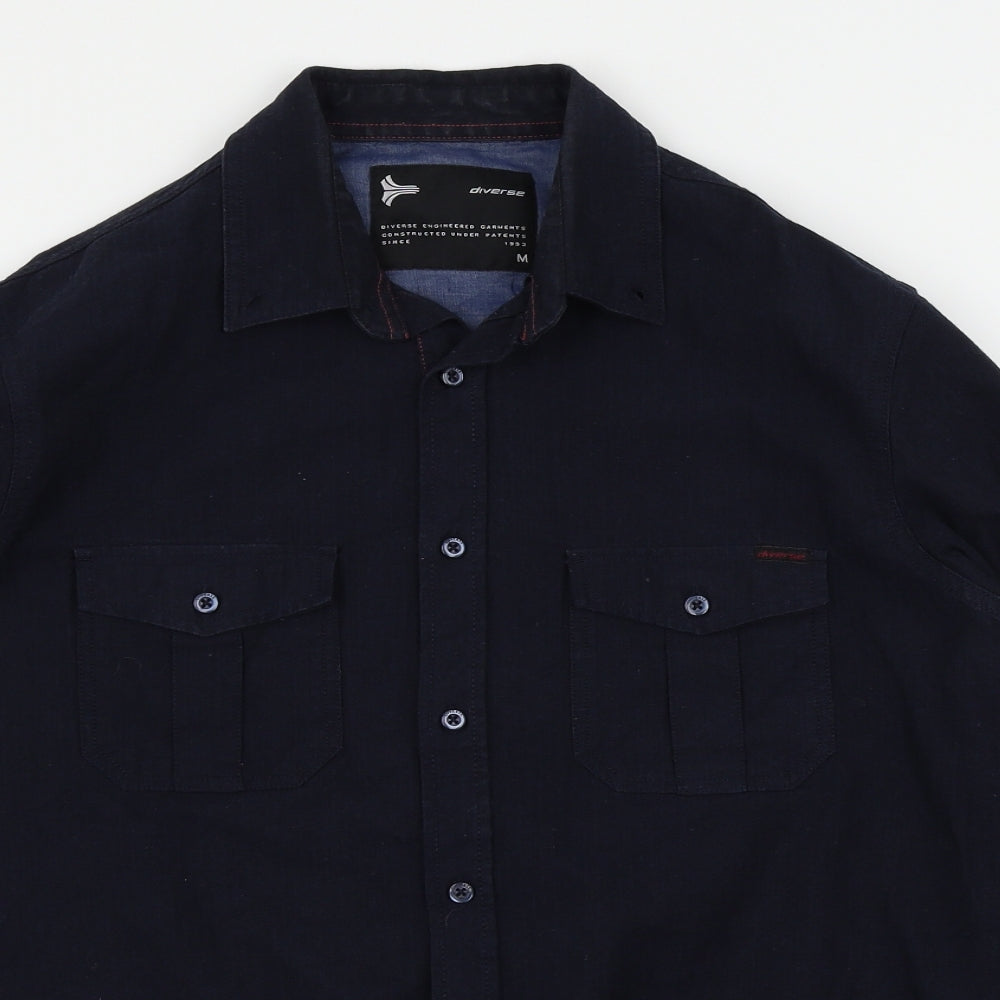 Diverse Mens Blue    Button-Up Size M