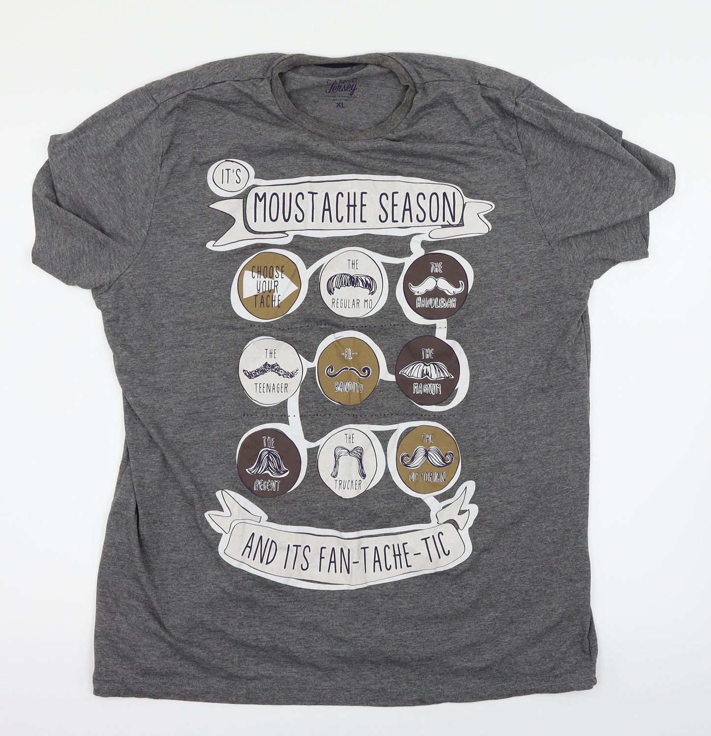 George Mens Grey    T-Shirt Size XL  - Moustache