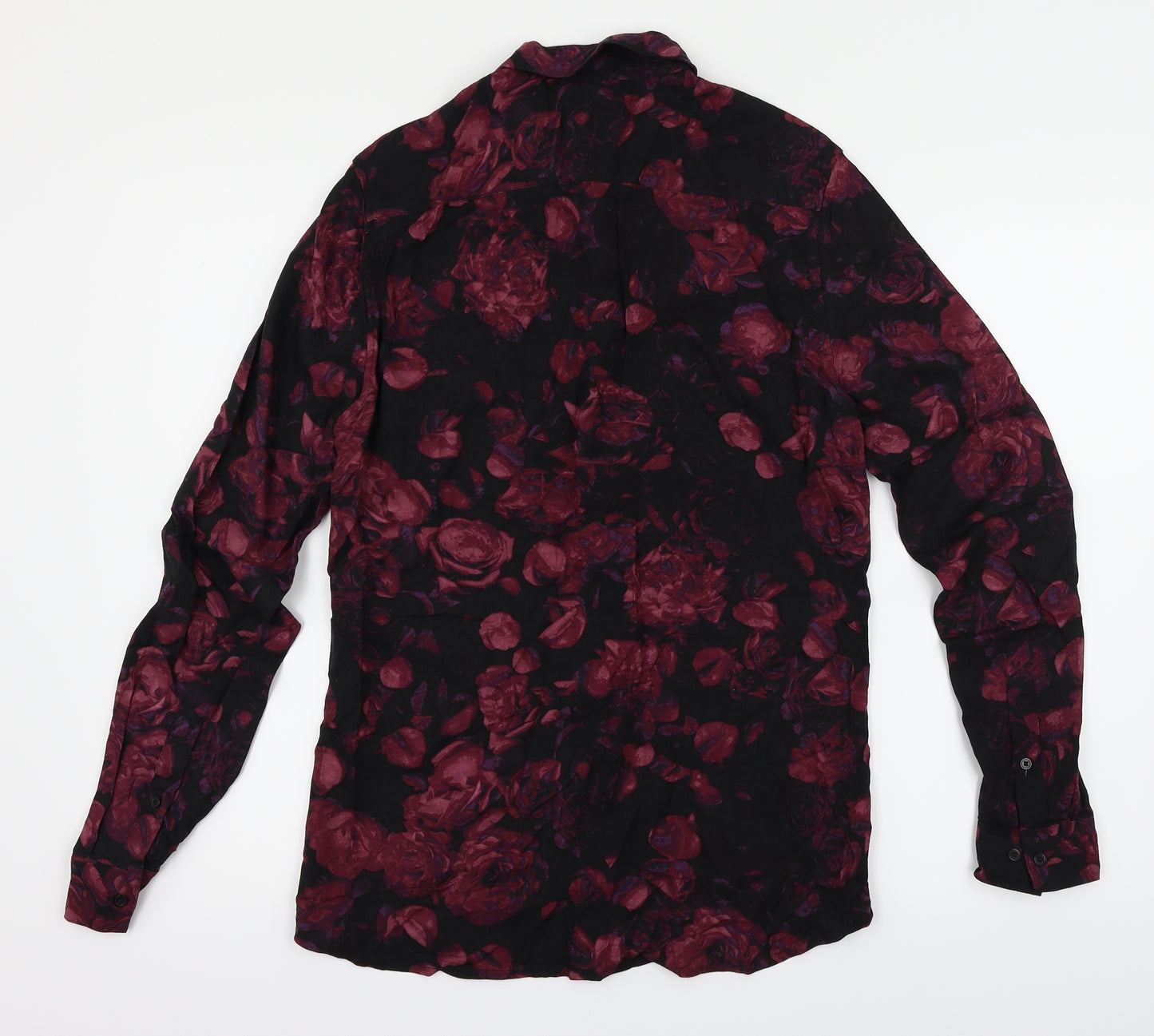 H&M  Mens Black Floral   Button-Up Size XS