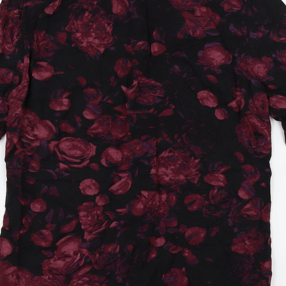 H&M  Mens Black Floral   Button-Up Size XS