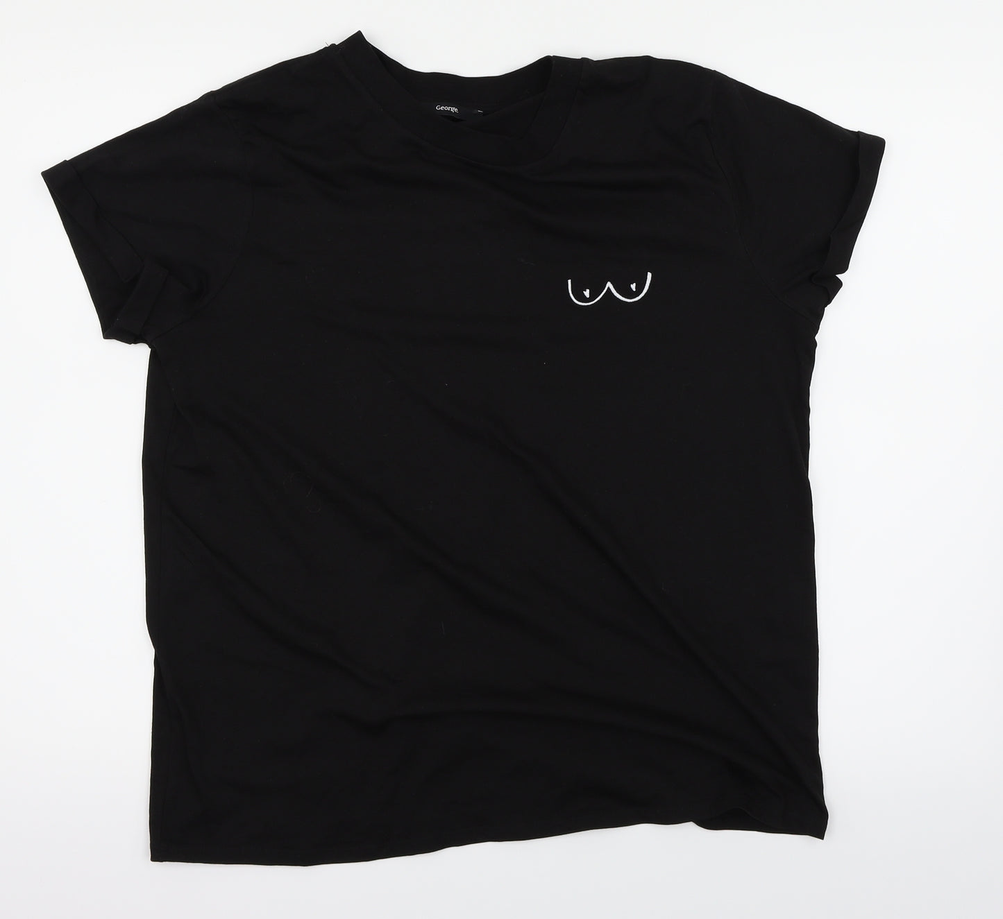 George Womens Black   Basic T-Shirt Size 16
