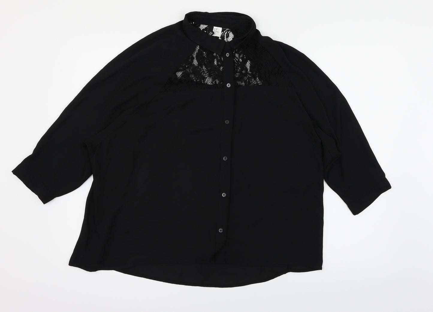 H&M Womens Black   Basic Button-Up Size 10