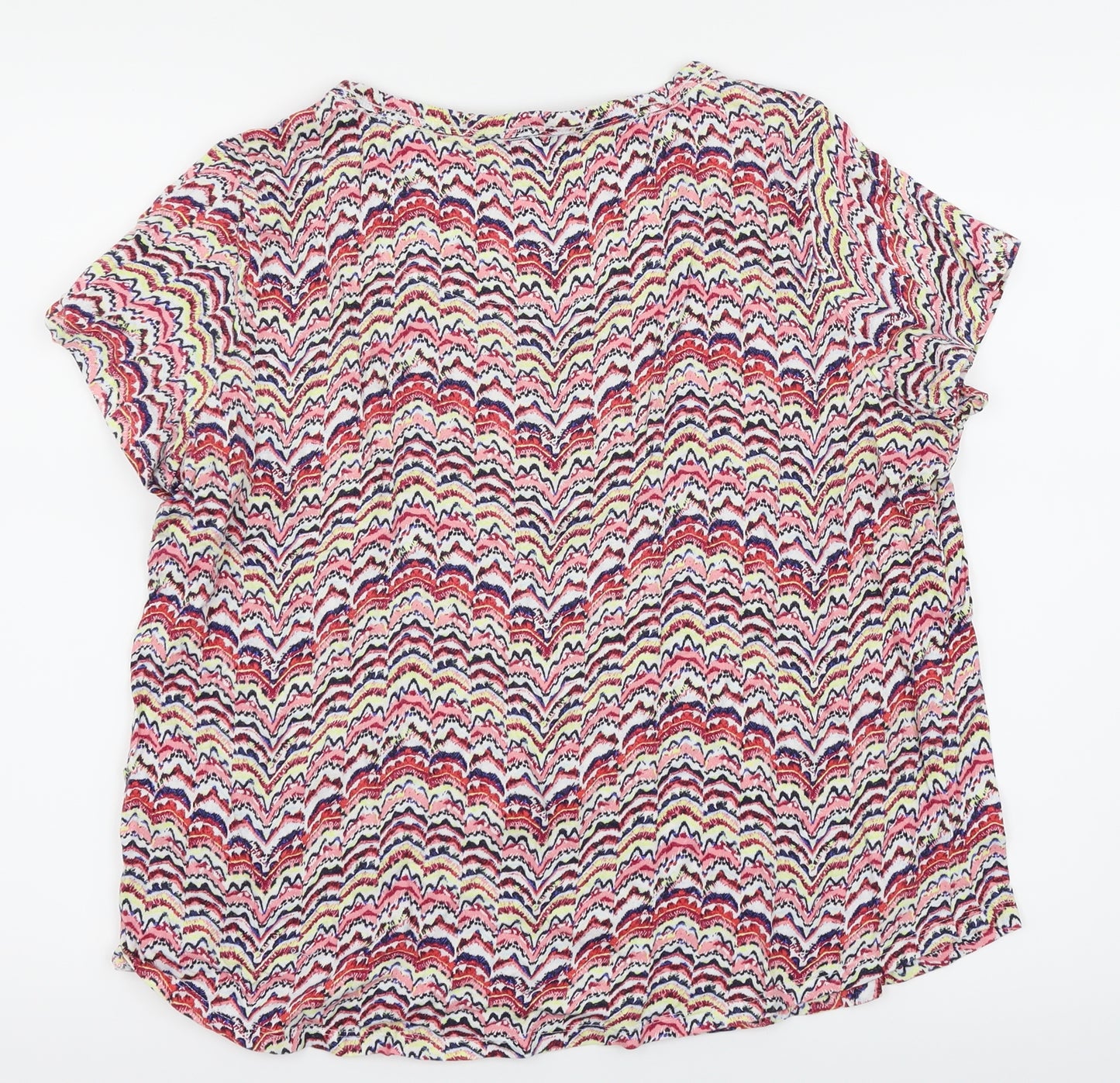 M&S Womens Multicoloured Argyle/Diamond  Basic T-Shirt Size 14