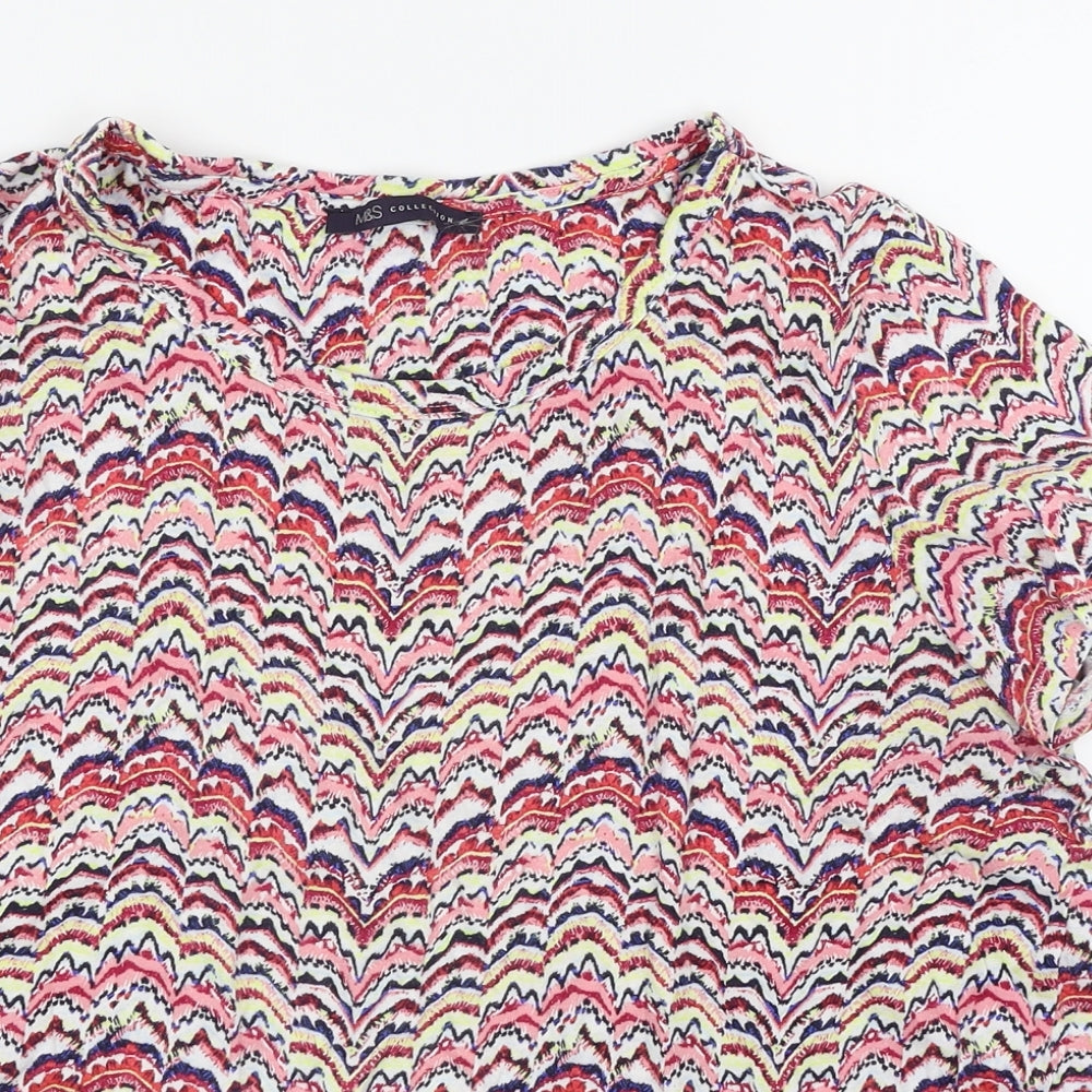 M&S Womens Multicoloured Argyle/Diamond  Basic T-Shirt Size 14