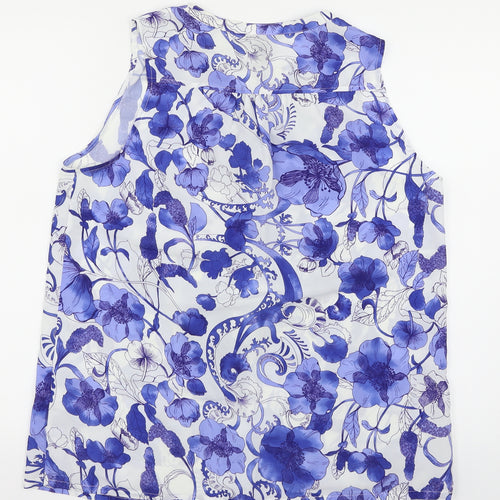 H&M Womens White Floral  Basic Blouse Size 14