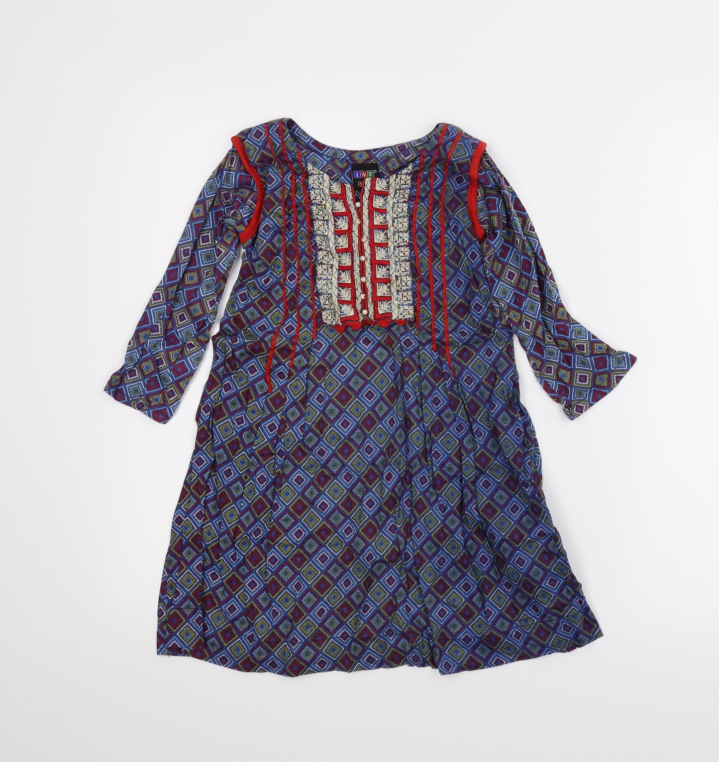 INF Girls Multicoloured Argyle/Diamond  Kaftan  Size 9-10 Years