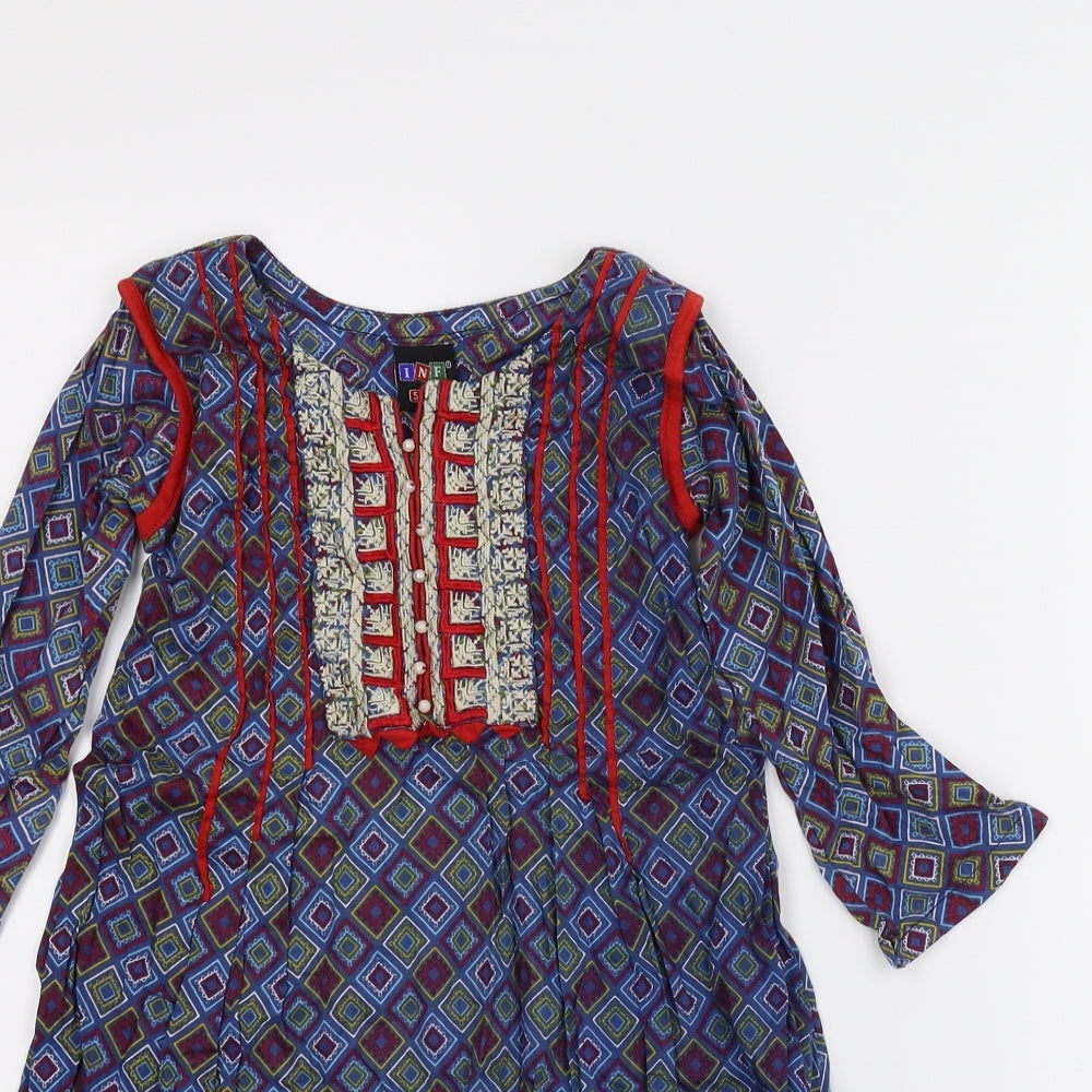 INF Girls Multicoloured Argyle/Diamond  Kaftan  Size 9-10 Years