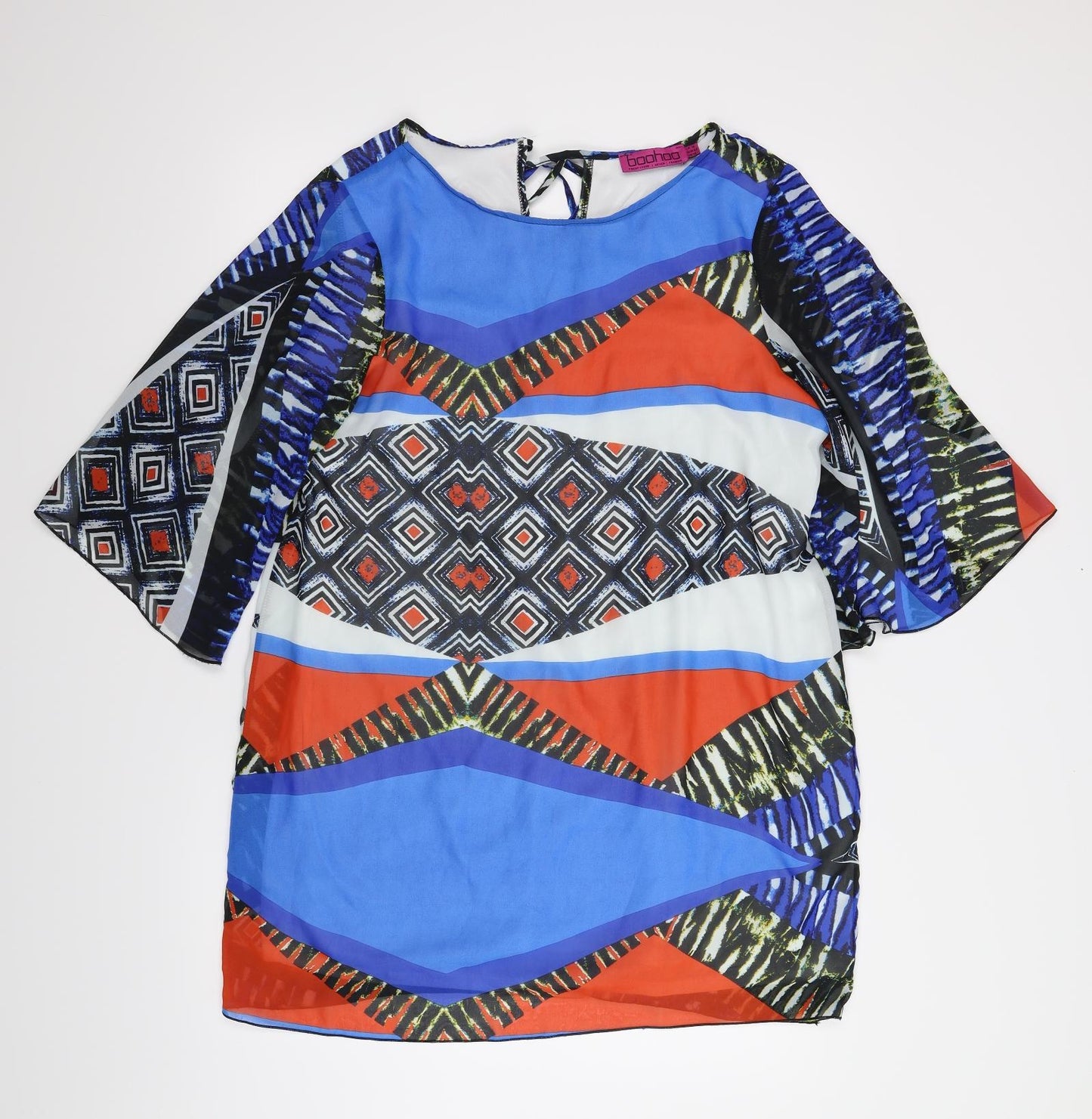 Boohoo Womens Multicoloured Geometric  Pencil Dress  Size 16