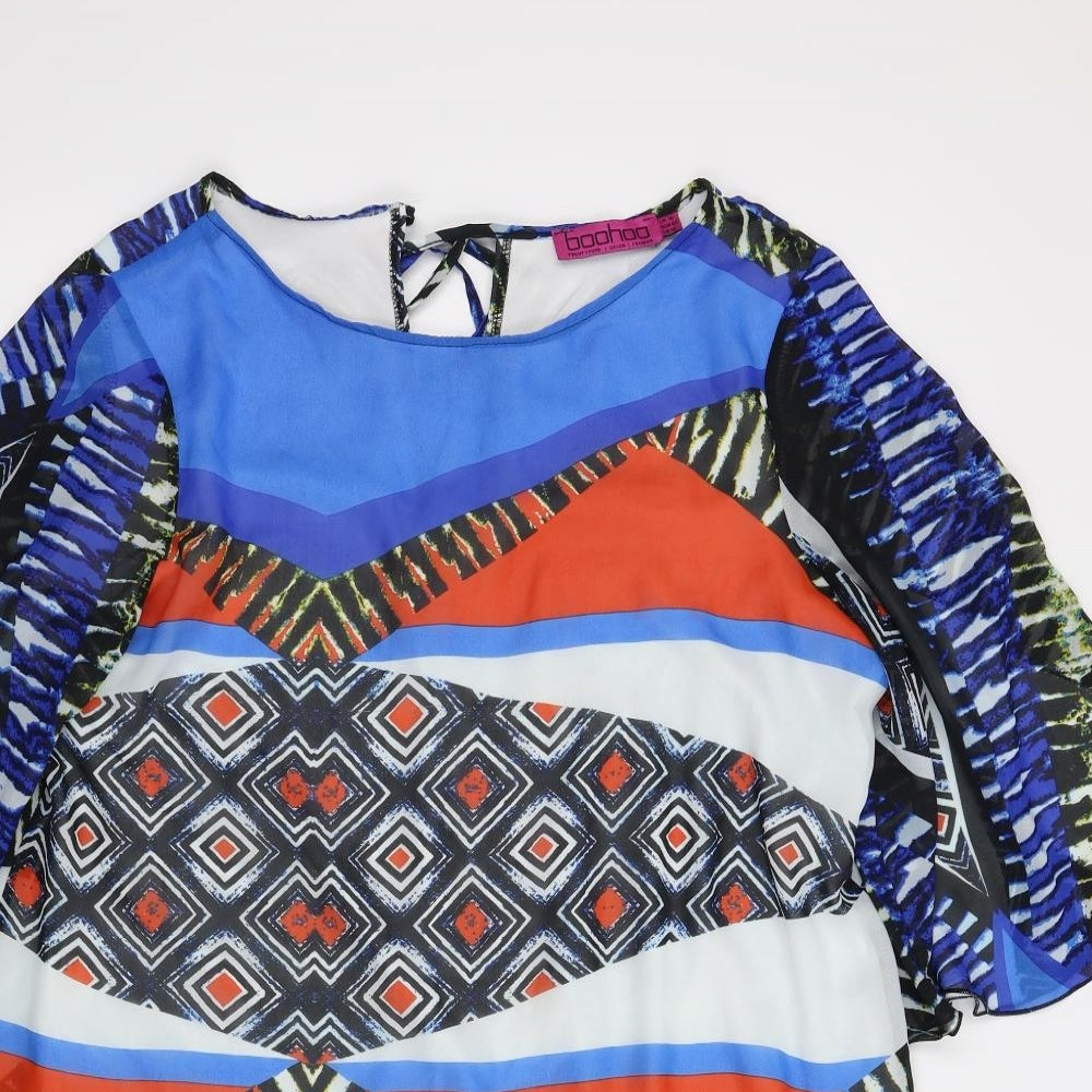 Boohoo Womens Multicoloured Geometric  Pencil Dress  Size 16