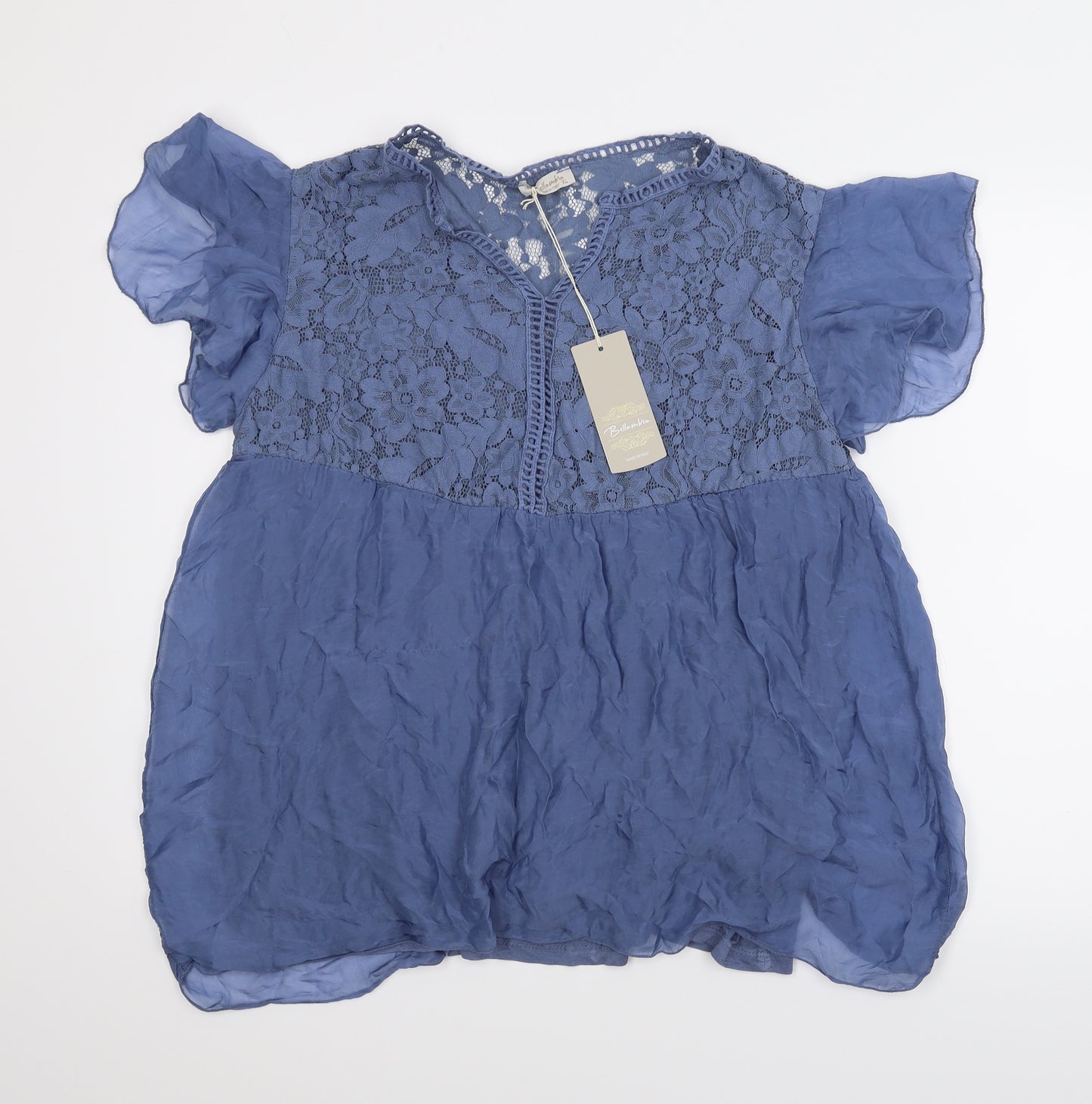 Bellambia Womens Blue Floral  Basic Blouse Size XL