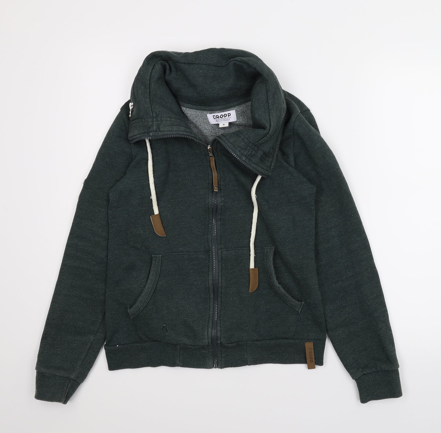 Cropp Womens Green   Full Zip Hoodie Size M  - Zip up hideaway hood