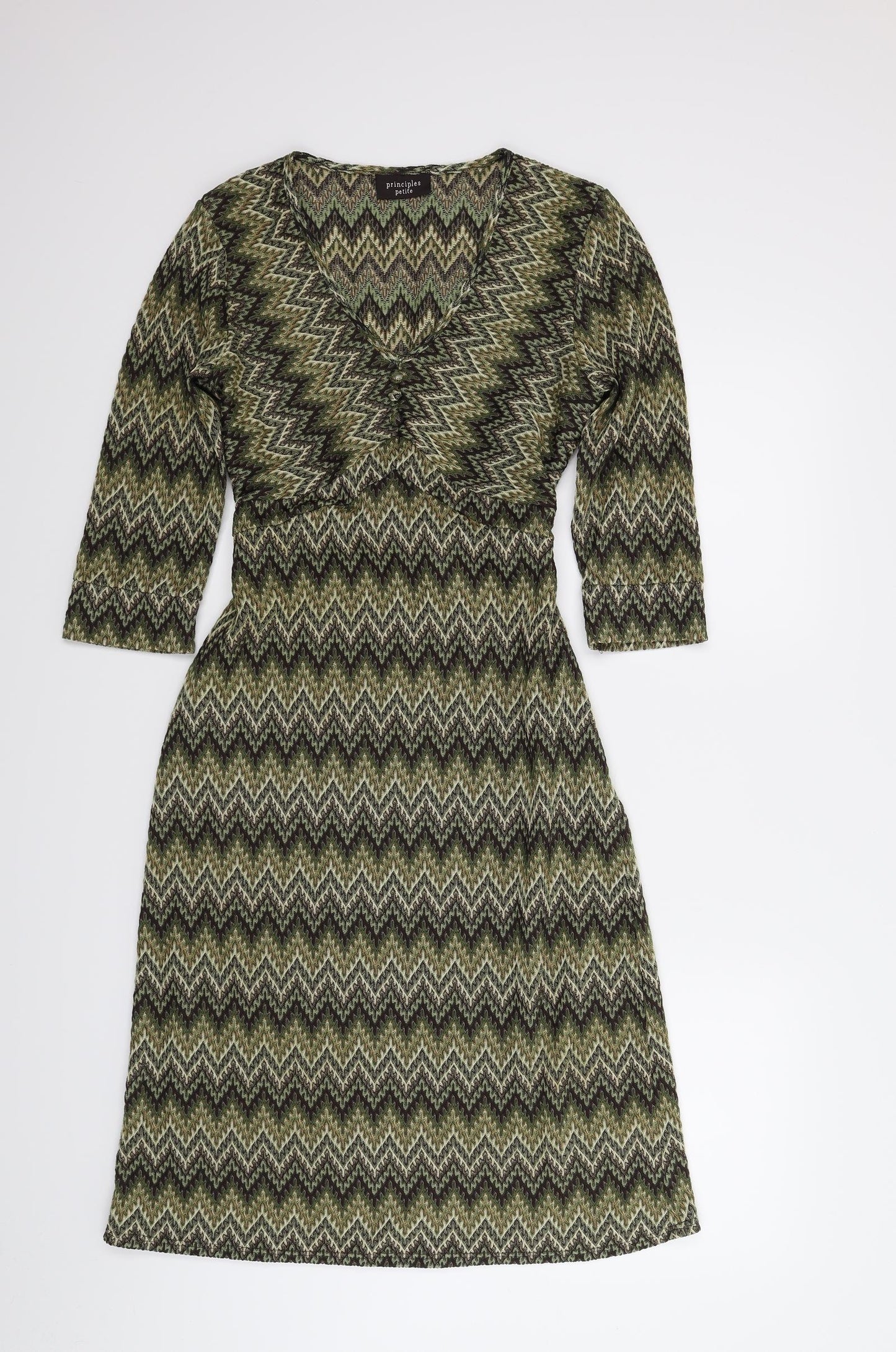 Principles Womens Green Geometric  A-Line  Size 10