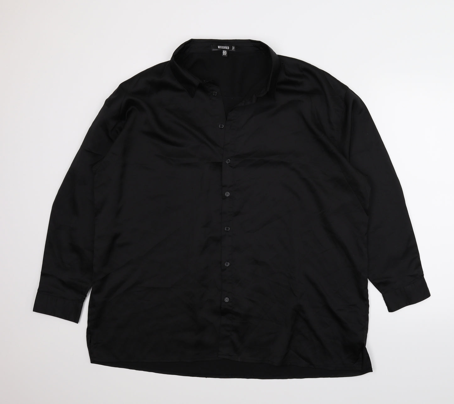 Misguided Womens Black   Basic Button-Up Size 16