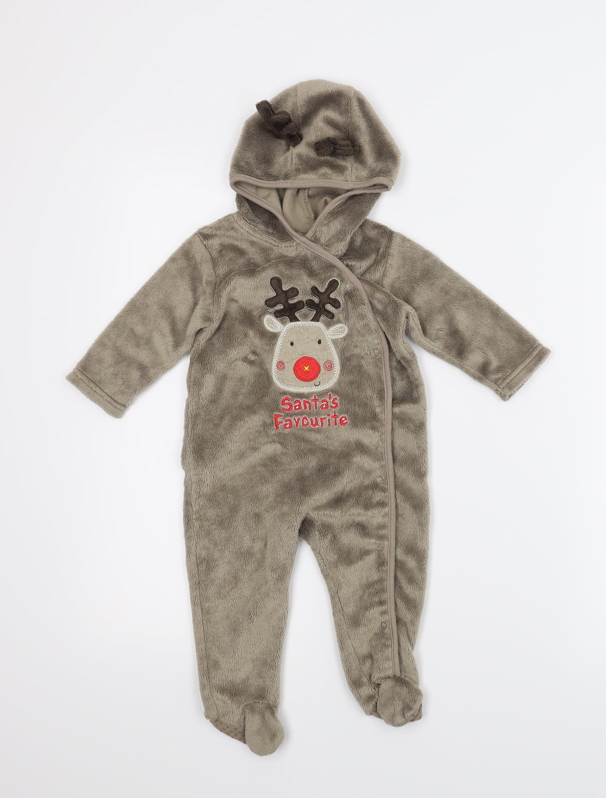 Tesco Baby Brown   Babygrow One-Piece Size 6-9 Months  - Christmas