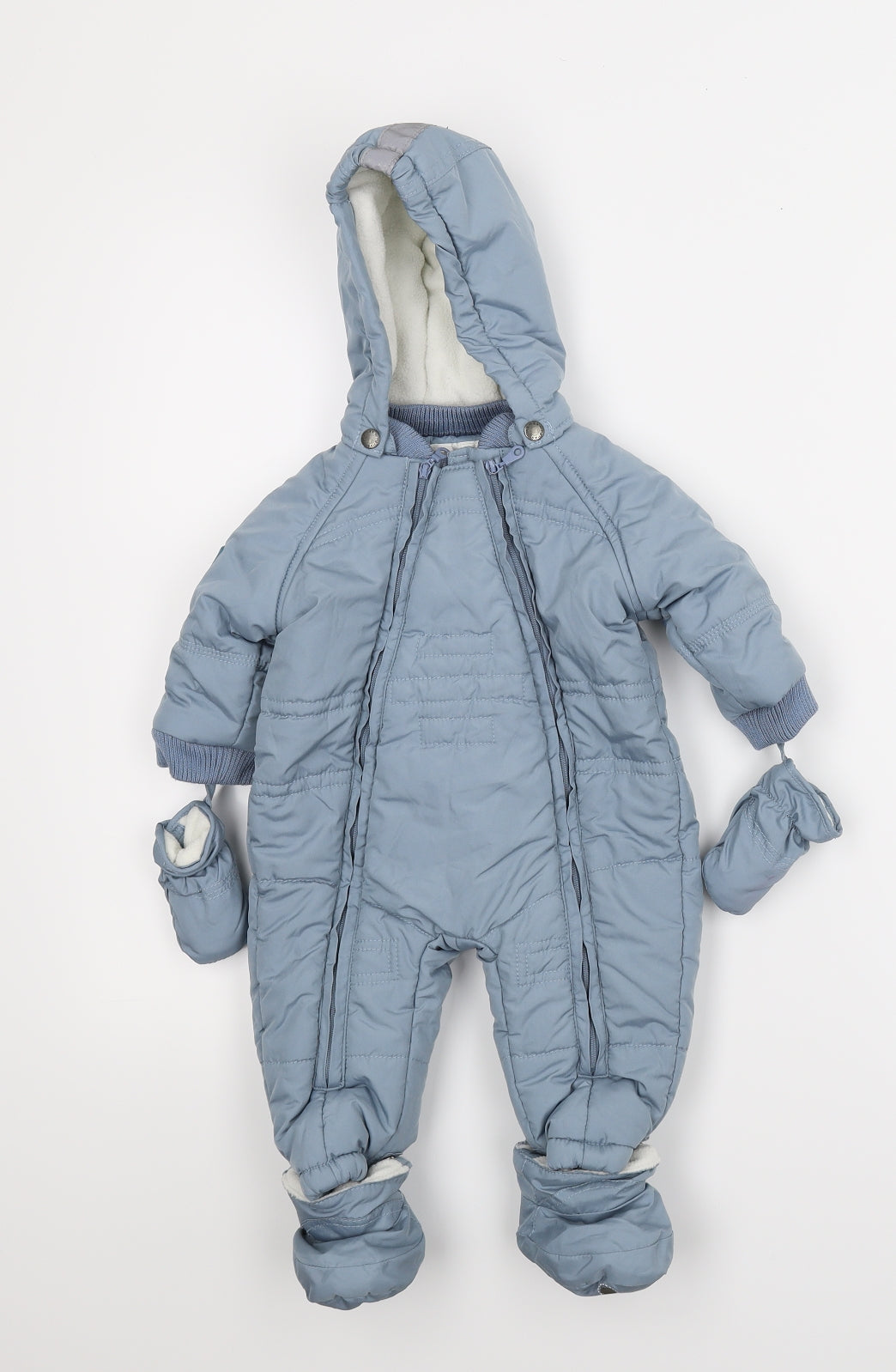 mamas & papas Boys Blue   Puffer Jacket Snowsuit Size 0-3 Months