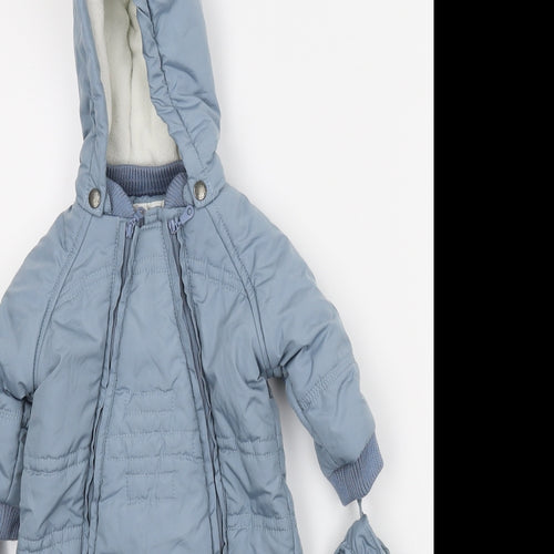 mamas & papas Boys Blue   Puffer Jacket Snowsuit Size 0-3 Months