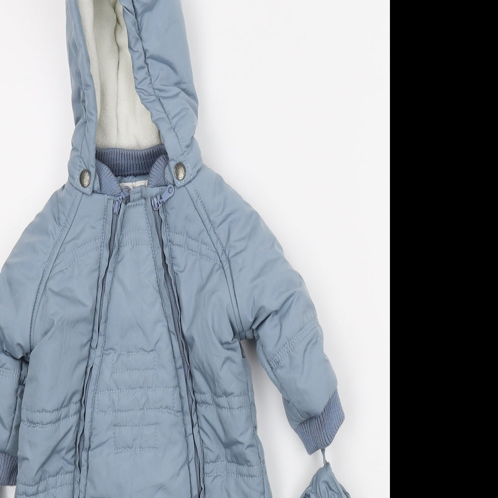 mamas & papas Boys Blue   Puffer Jacket Snowsuit Size 0-3 Months