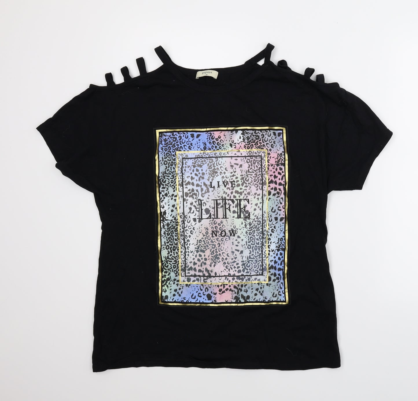 Papaya Womens Black   Basic T-Shirt Size 16