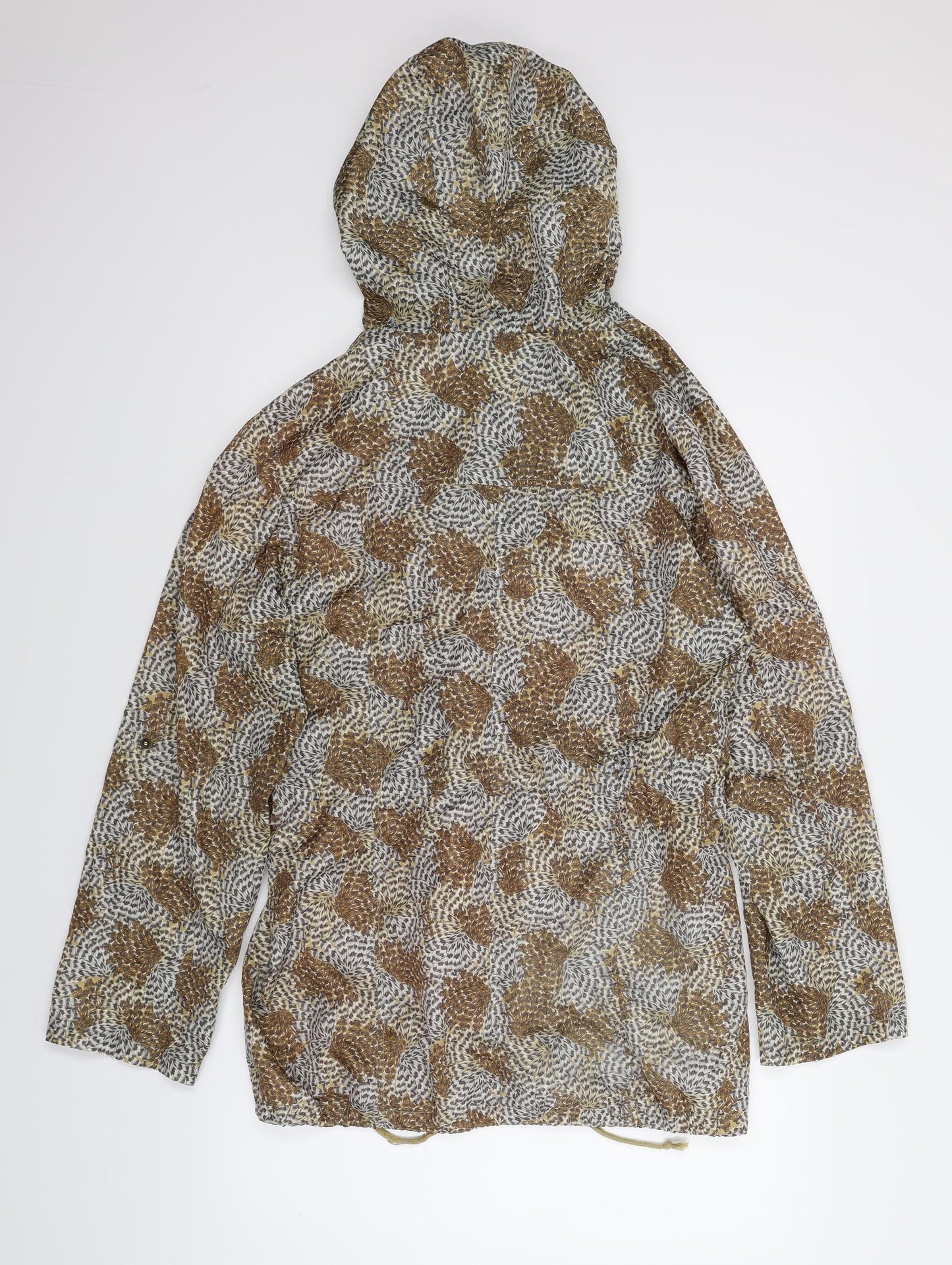 Evie Womens Beige Animal Print  Anorak Coat Size 14