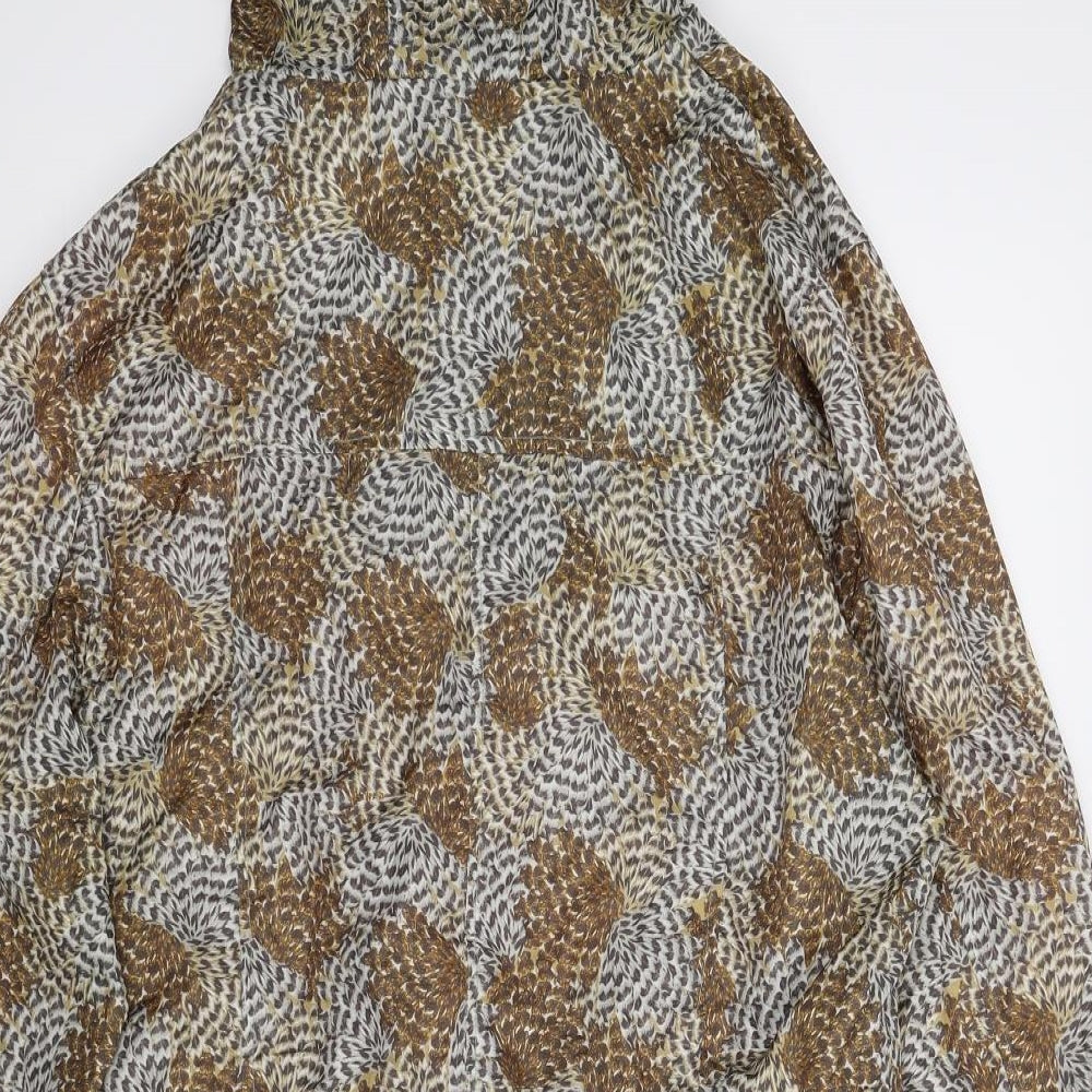 Evie Womens Beige Animal Print  Anorak Coat Size 14