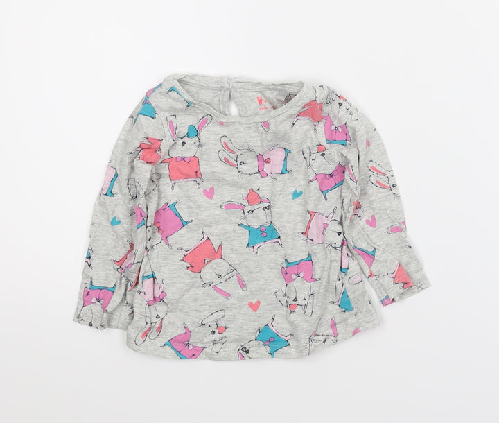 NEXT Girls Grey Animal Print Basic T-Shirt Size 3-6 Months