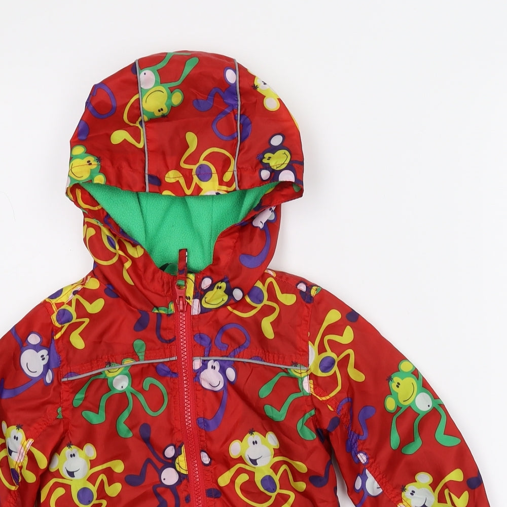 George Boys Red Animal Print  Parka Coat Size 9-12 Months