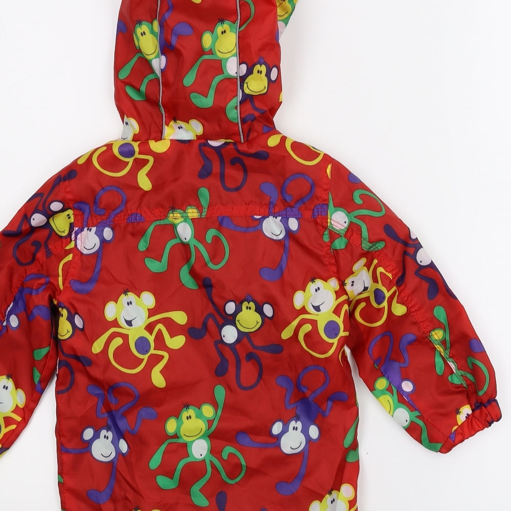 George Boys Red Animal Print  Parka Coat Size 9-12 Months