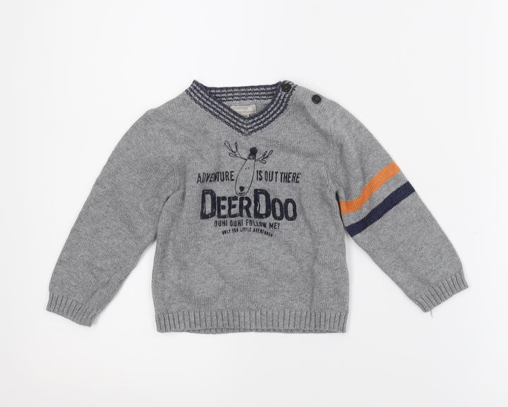 Grain debbe Boys Grey   Pullover Jumper Size 18-24 Months