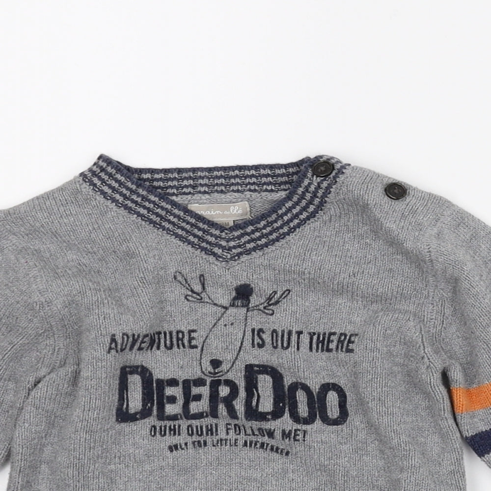 Grain debbe Boys Grey   Pullover Jumper Size 18-24 Months