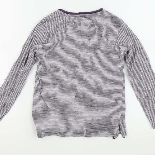 Asda George Girls Purple Striped  Basic T-Shirt Size 8-9 Years