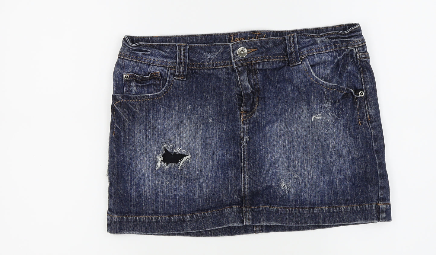 Preworn Womens Blue   Cargo Skirt Size 12  - denim skirt