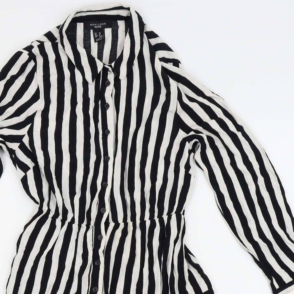 New Look Womens Silver Striped  Shirt Dress  Size 10