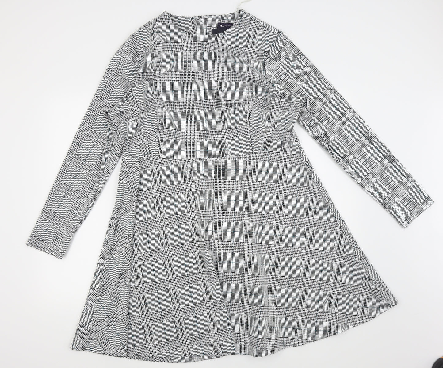 M&S collection Womens Grey Check  T-Shirt Dress  Size 18
