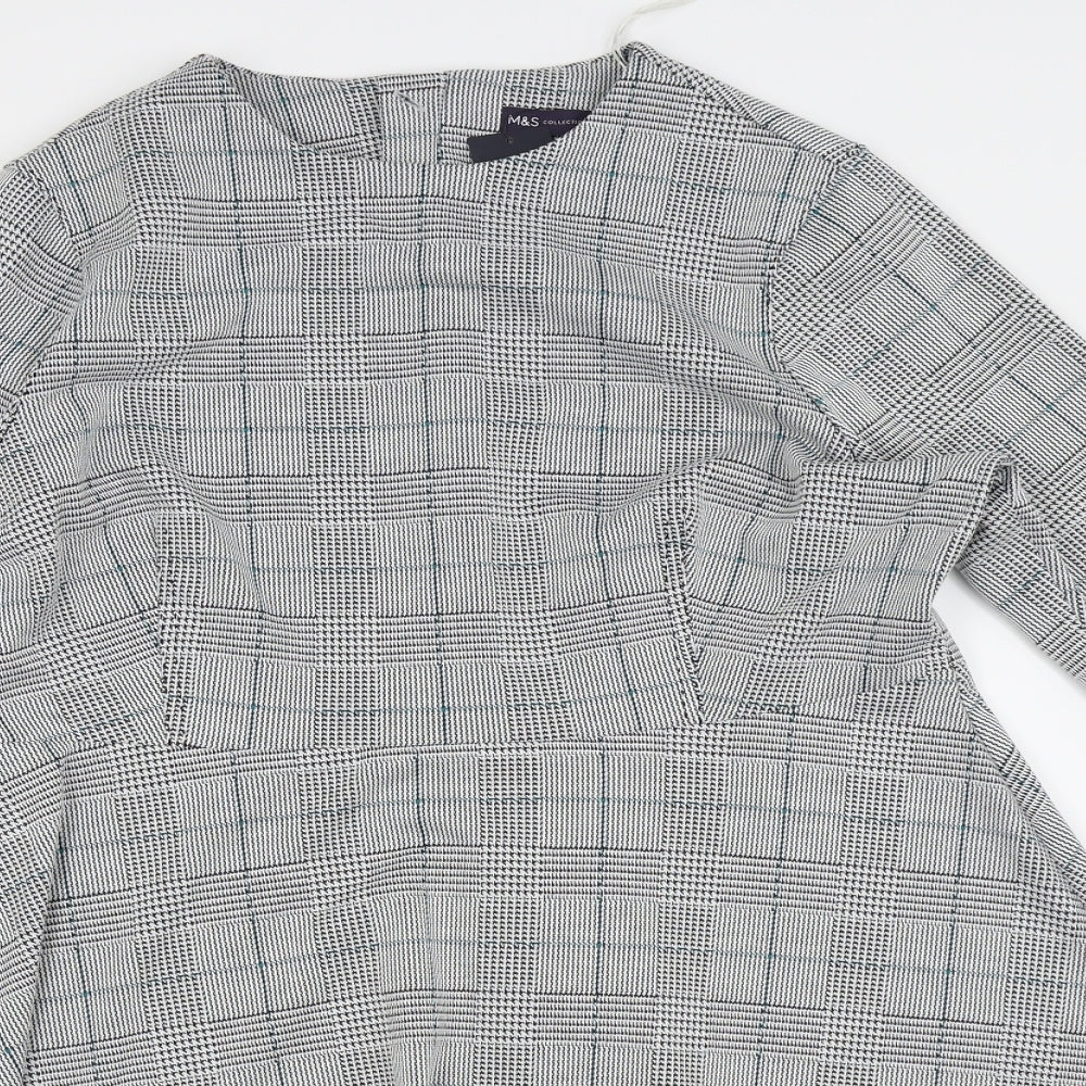 M&S collection Womens Grey Check  T-Shirt Dress  Size 18