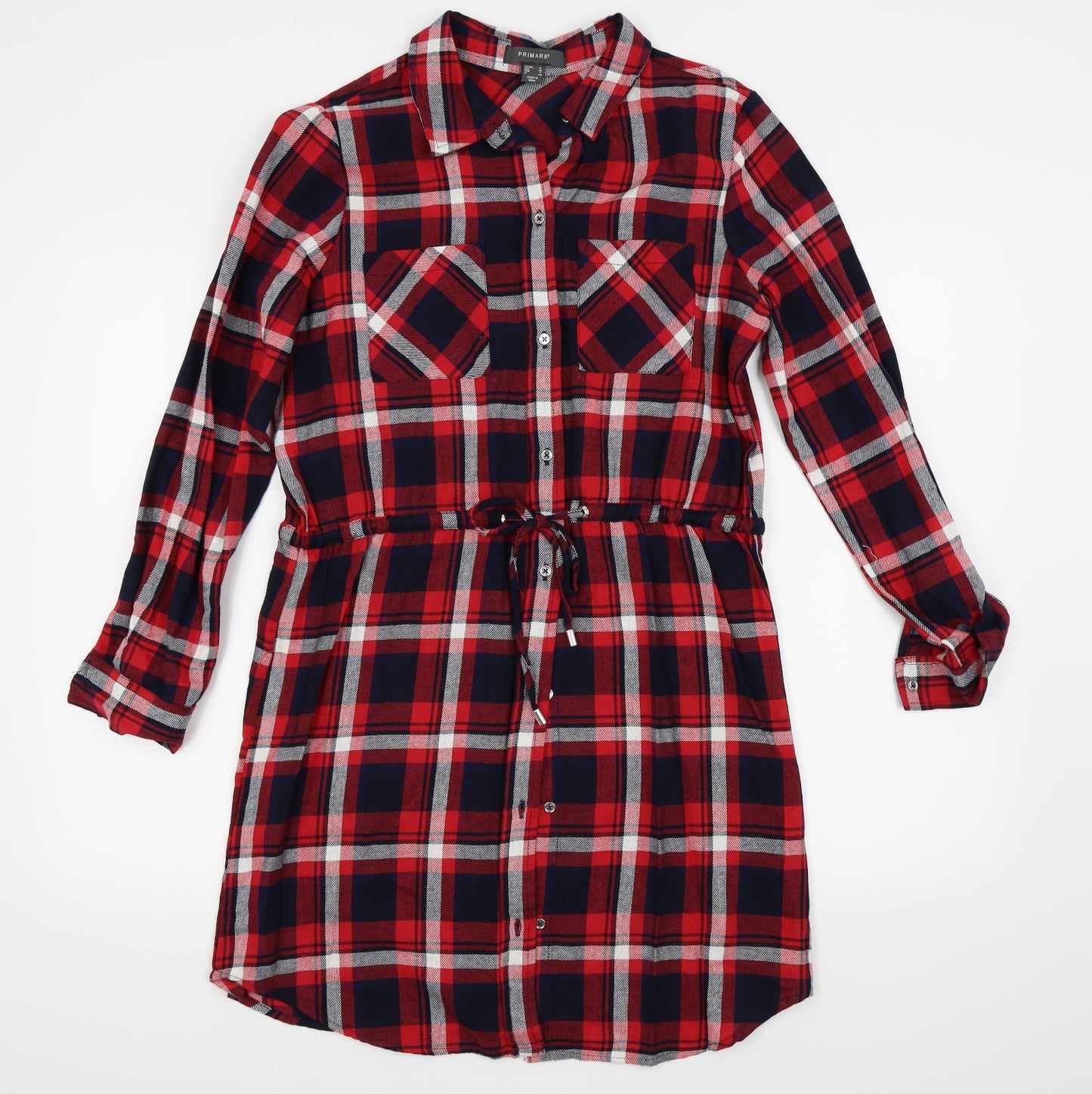Primark Womens Red Check  Shirt Dress  Size 12