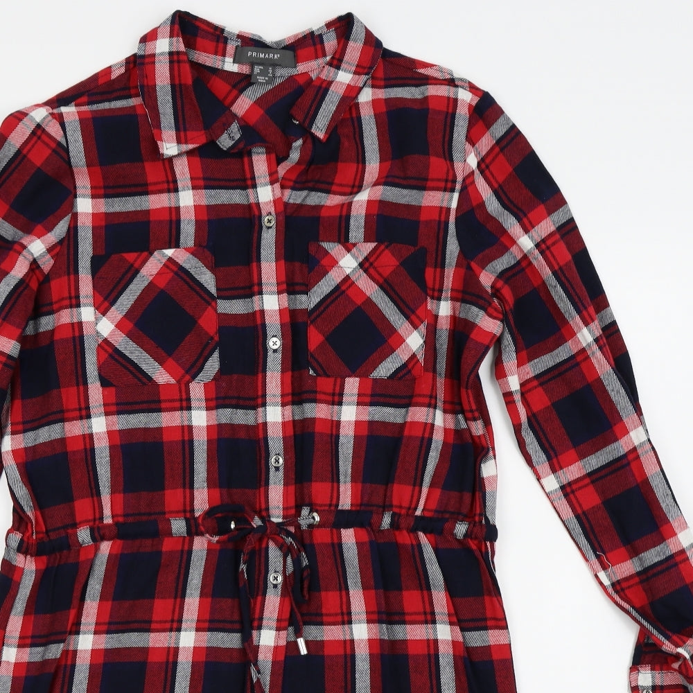 Primark Womens Red Check  Shirt Dress  Size 12