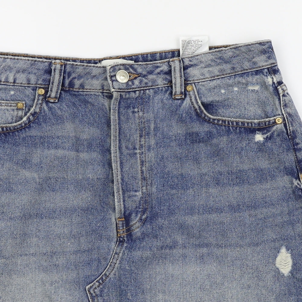 H&M Womens Blue   Mini Skirt Size 12  - DENIM SKIRT