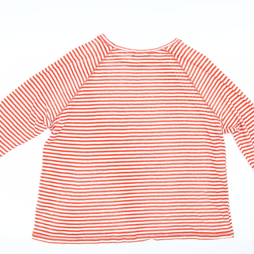 Marks and Spencer Womens Red Striped  Basic T-Shirt Size 18