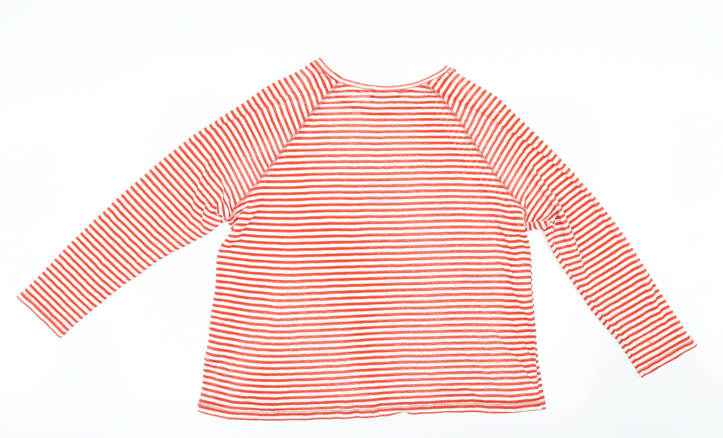 Marks and Spencer Womens Red Striped  Basic T-Shirt Size 18