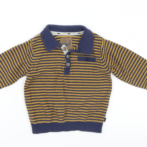 Marks and Spencer Boys Yellow Striped Knit Pullover Jumper Size 6-9 Months