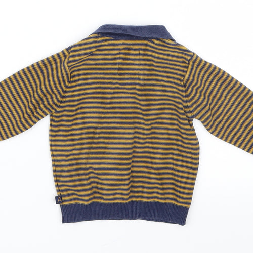 Marks and Spencer Boys Yellow Striped Knit Pullover Jumper Size 6-9 Months