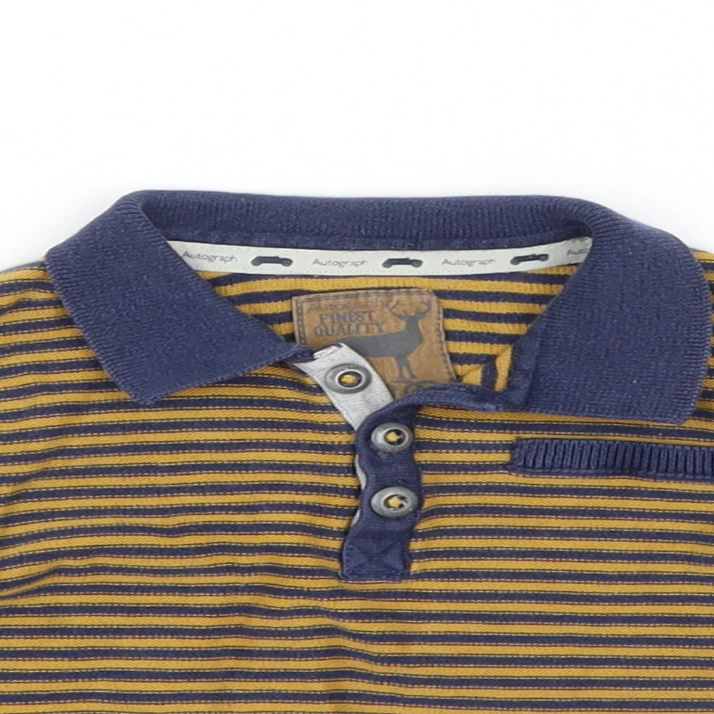 Marks and Spencer Boys Yellow Striped Knit Pullover Jumper Size 6-9 Months