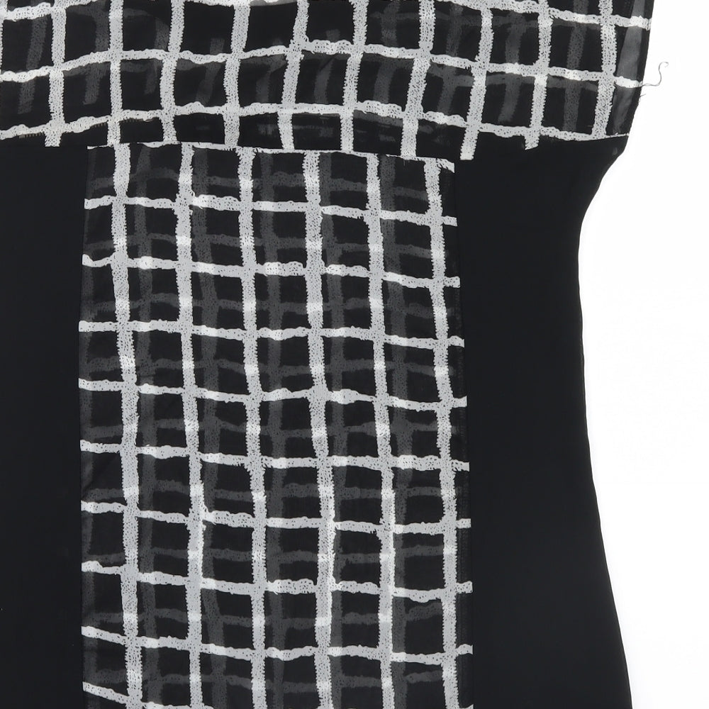 Dorothy Perkins Womens Black Check Mesh Basic Blouse Size 12