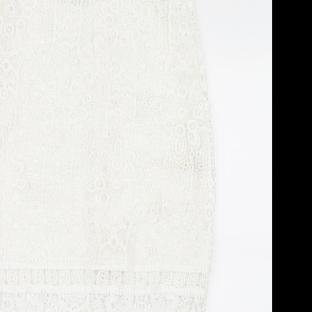 PARISIAN Womens White Geometric  Maxi Skirt Size 6