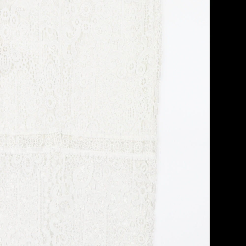 PARISIAN Womens White Geometric  Maxi Skirt Size 6